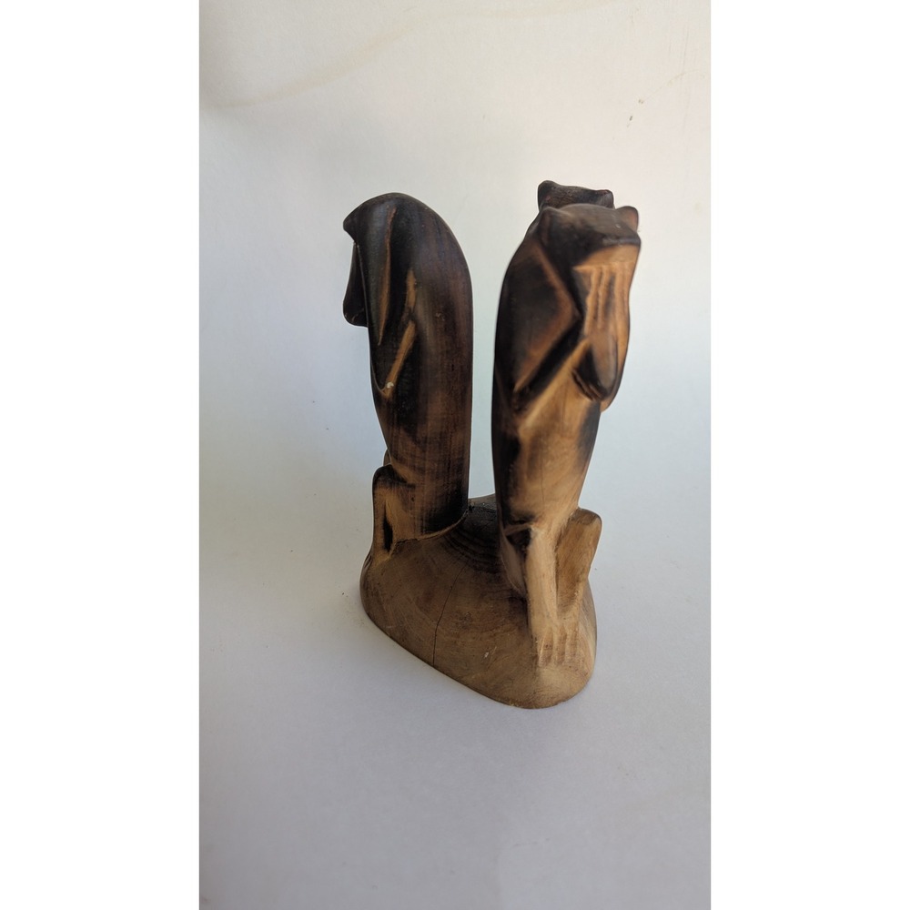 Vintage Hand Carved Wood Three Wise Monkeys Sculpture Folk Art Figure 6in